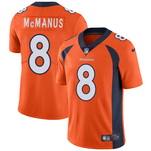 Nike Broncos #8 Brandon McManus Orange Team Color Men's Stitched NFL Vapor Untouchable Limited Jersey - Click Image to Close